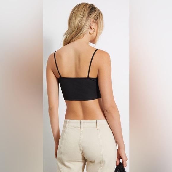 Pacsun PacCares Cabo Ribbed Corset Top. Black. Size Small - Picture 4 of 8
